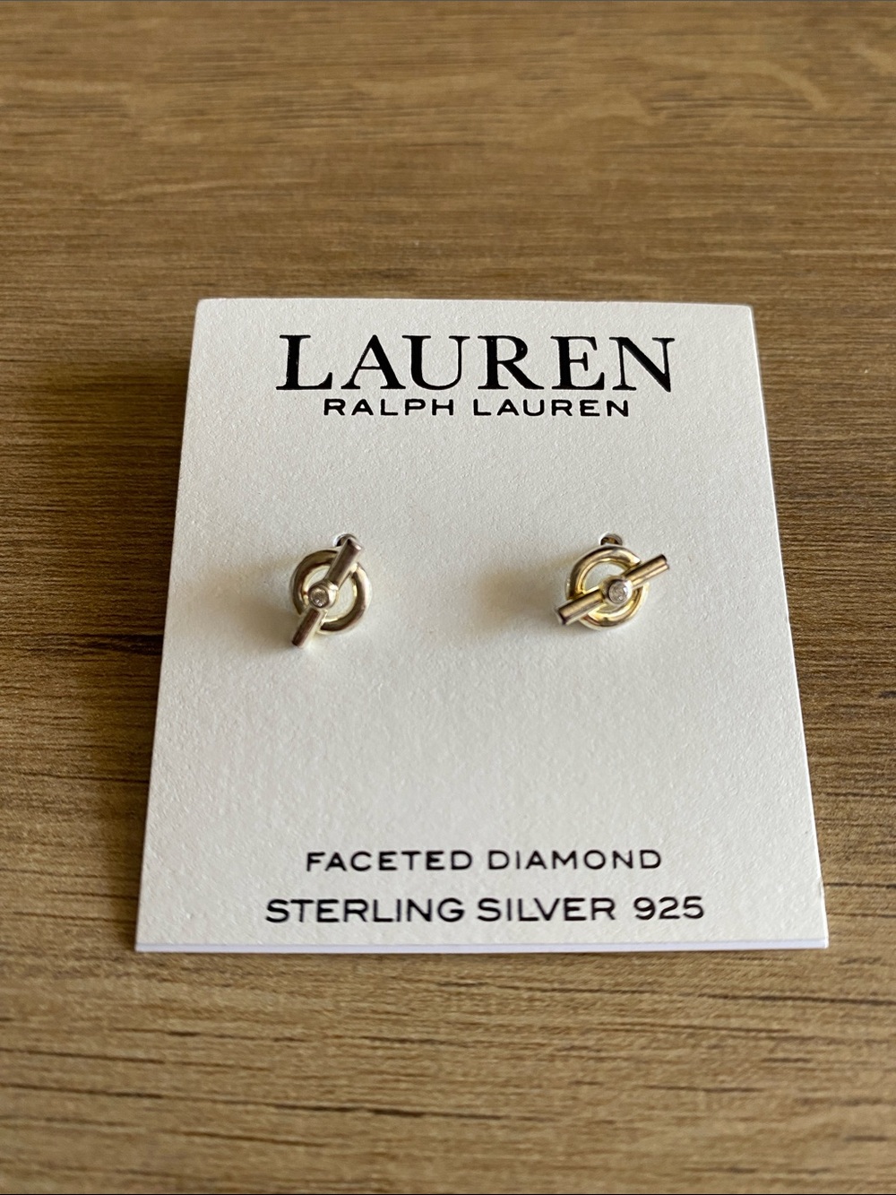 Lauren Ralph Lauren faceted diamond sterling silver 925 earrings